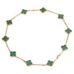 Van Cleef & Arpels, collier vintage Alhambra en or à motifs de 10 malachites