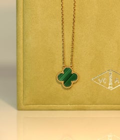 Van Cleef & Arpels Vintage Alhambra Malachite Pendentif en or jaune 18 carats