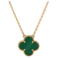 Van Cleef & Arpels Vintage Alhambra Malachite 18 Karat Yellow Gold Pendant