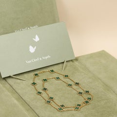 Van Cleef & Arpels Collier Vintage Alhambra Malachite Or Jaune 18K 20 Motifs