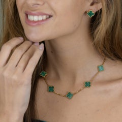 Van Cleef & Arpels Orecchini vintage Alhambra con malachite in oro giallo 18K