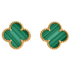 Van Cleef & Arpels Vintage Alhambra Malachit 18K Gelbgold Ohrringe