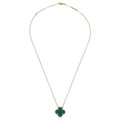 Van Cleef & Arpels Vintage Alhambra Malachite 18K Yellow Gold Necklace
