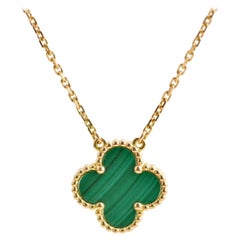 Van Cleef & Arpels Vintage Alhambra Malachite 18K Yellow Gold Pendant