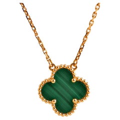 Van Cleef & Arpels Vintage Alhambra Malachite 18K Yellow Gold Pendant