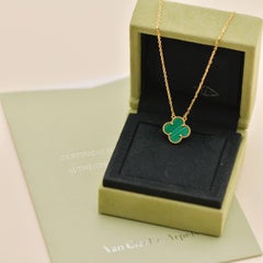 Collar Colgante Van Cleef & Arpels Vintage Alhambra Malaquita Oro Amarillo 18K