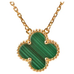 Collar Colgante Van Cleef & Arpels Vintage Alhambra Malaquita Oro Amarillo 18K