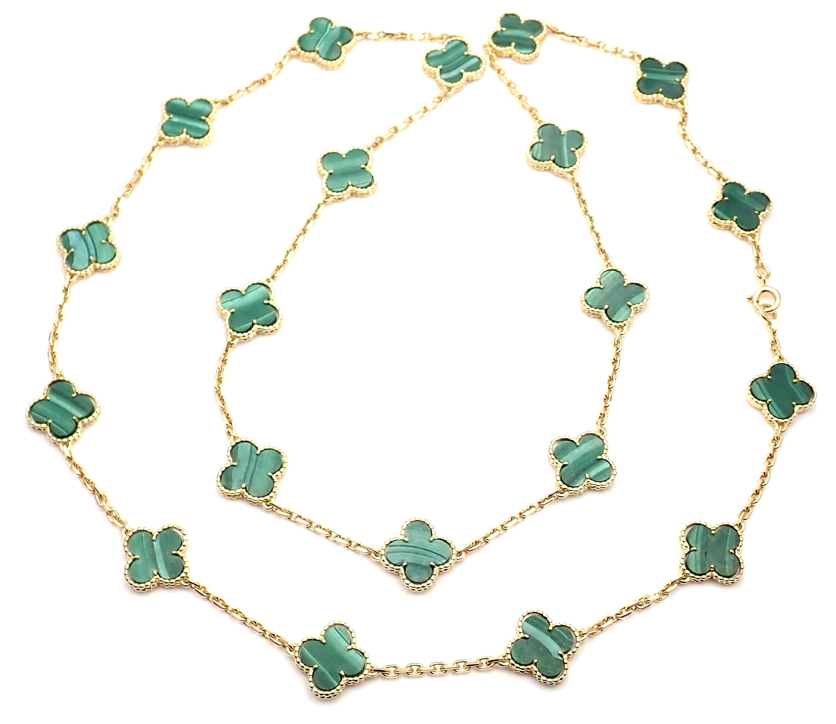 Van Cleef & Arpels Vintage Alhambra Malachite 20 Motif Gold Necklace In New Condition In Holland, PA