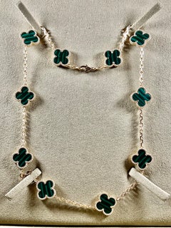 Van Cleef & Arpels Vintage Alhambra Halskette aus Gelbgold mit Malachit