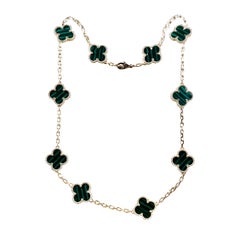 Van Cleef & Arpels Vintage Alhambra Halskette aus Gelbgold mit Malachit