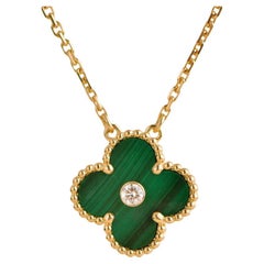 Van Cleef & Arpels Vintage Alhambra Malachite Diamond 2013 Holiday Pendant