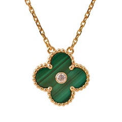 Van Cleef & Arpels Vintage Alhambra Malachite Diamond 2013 Holiday Pendant