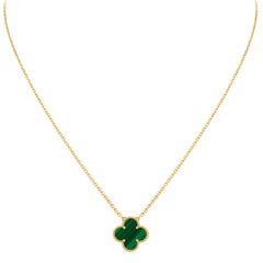 Van Cleef & Arpels Vintage Alhambra Malachite Pendant 18K Yellow Gold