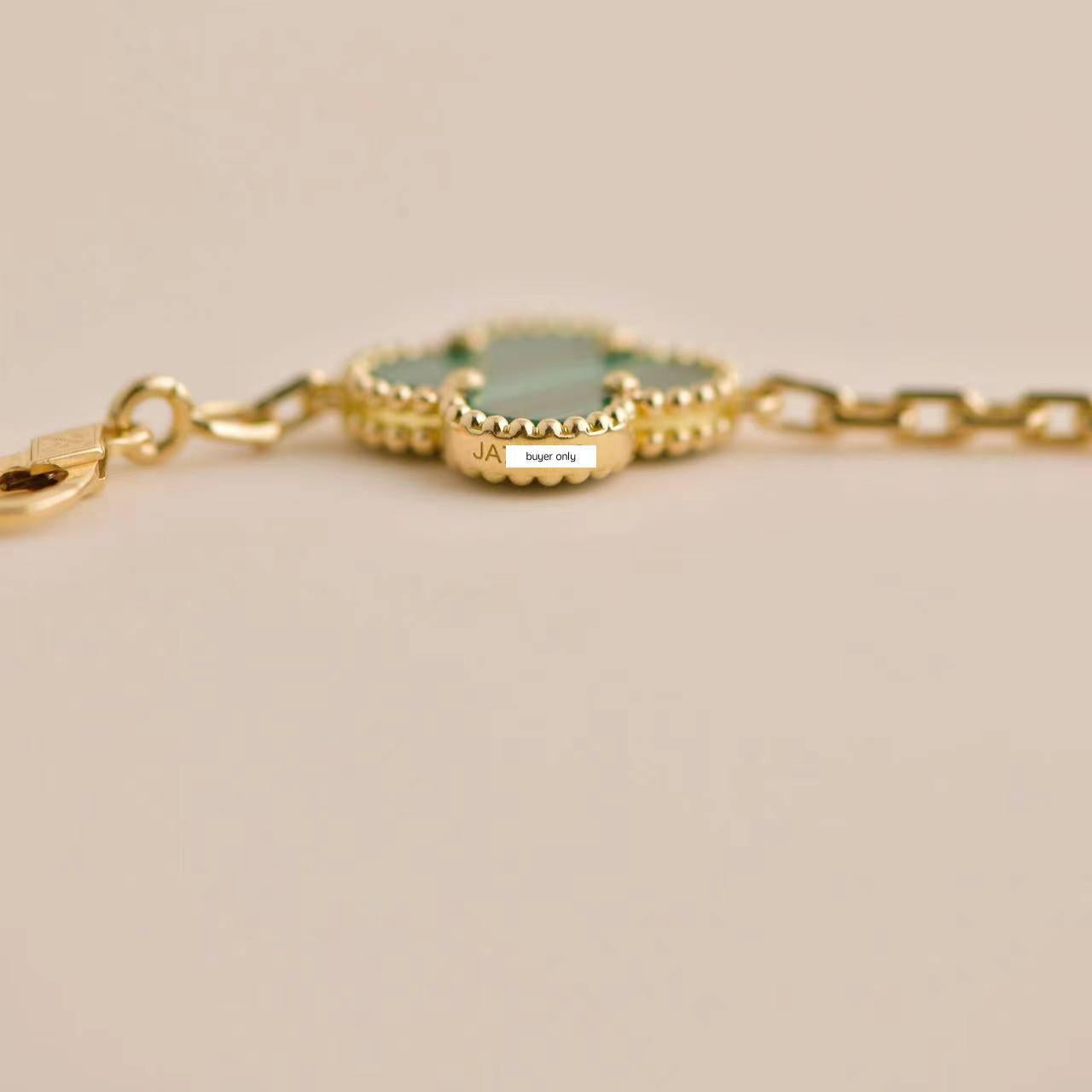 Uncut Van Cleef & Arpels Vintage Alhambra Malachite Yellow Gold Bracelet