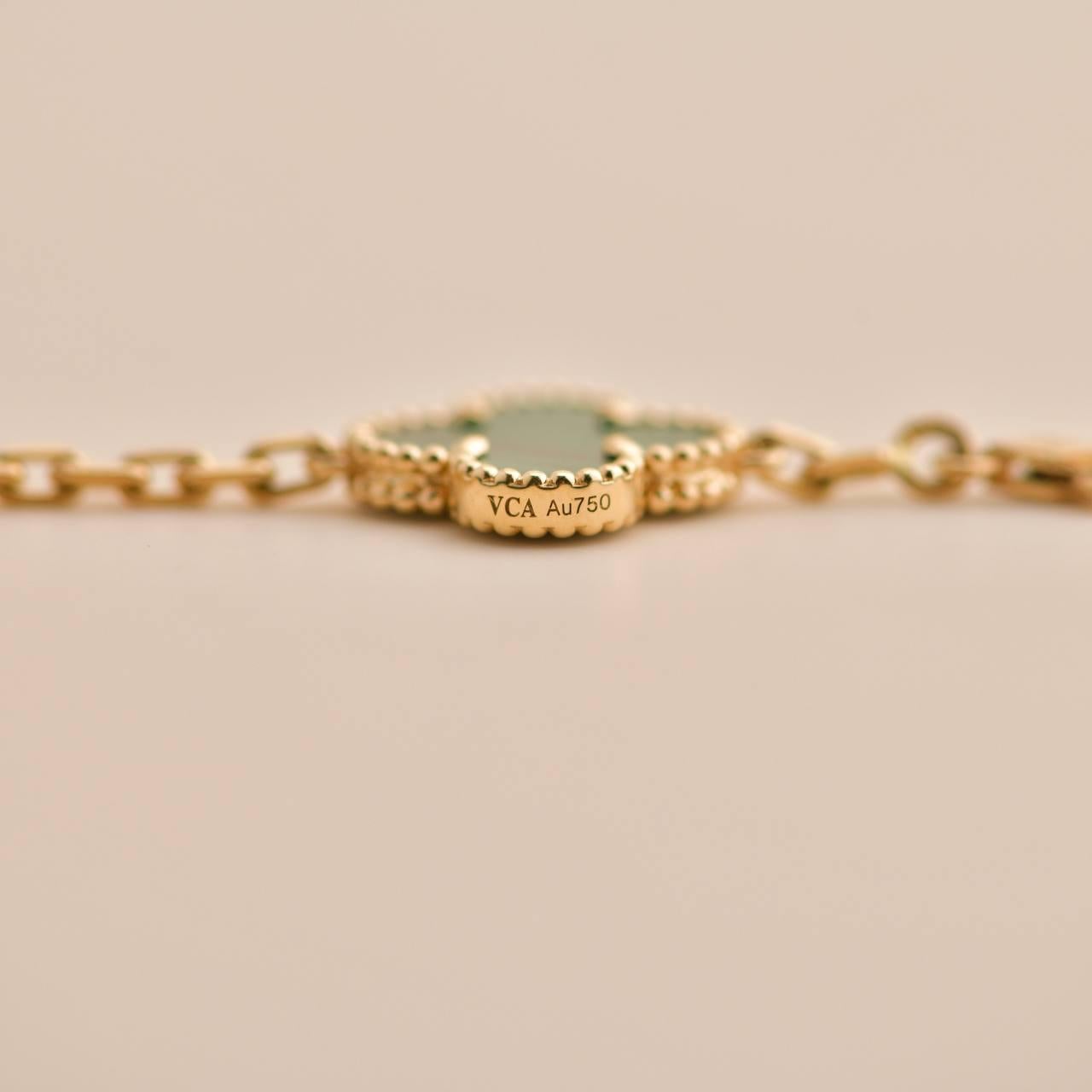Van Cleef & Arpels Vintage Alhambra Malachite Yellow Gold Bracelet 1
