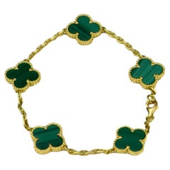 Van Cleef & Arpels Vintage Alhambra Malachite Yellow Gold Bracelet