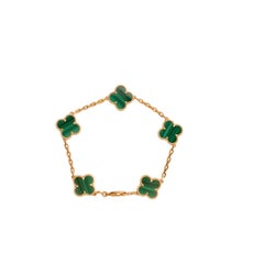 Van Cleef & Arpels Vintage Alhambra Malachit-Armband aus Gelbgold