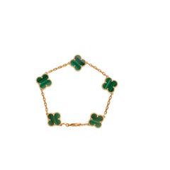 Van Cleef & Arpels Used Alhambra Malachite Yellow Gold Bracelet