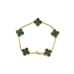 Van Cleef & Arpels Vintage Alhambra Malachite Yellow Gold Bracelet