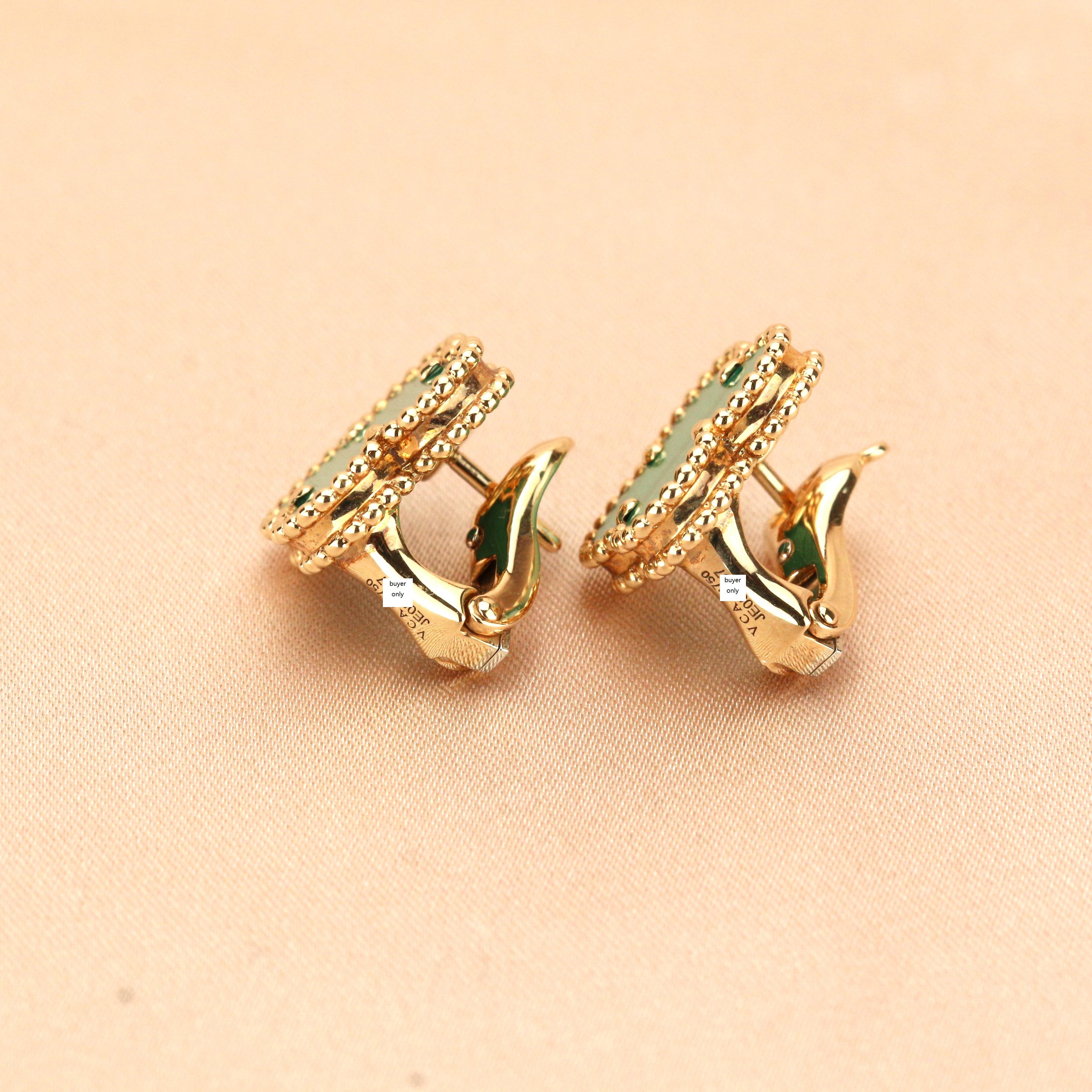 Van Cleef & Arpels Vintage Alhambra Malachit-Ohrringe aus Gelbgold 3