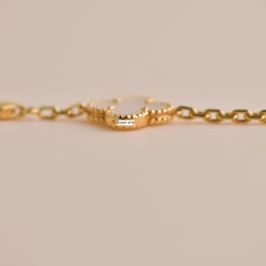 Van Cleef &Arpels Vintage Alhambra Mother of Pearl 10 Motif Yellow Gold Necklace