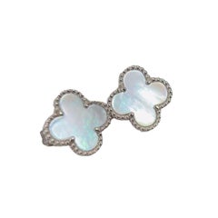 Van Cleef & Arpels Vintage Alhambra Perlmutt Ohrringe 18K Weißgold