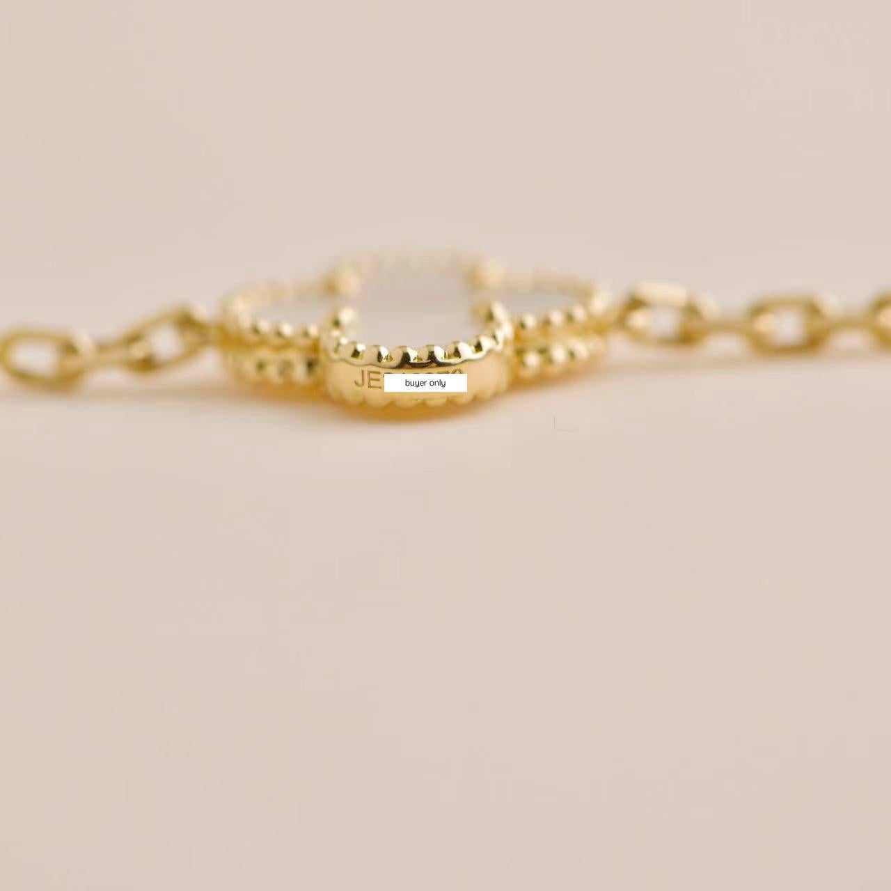 Uncut Van Cleef & Arpels Vintage Alhambra Mother of Pearl 18K Yellow Gold Bracelet
