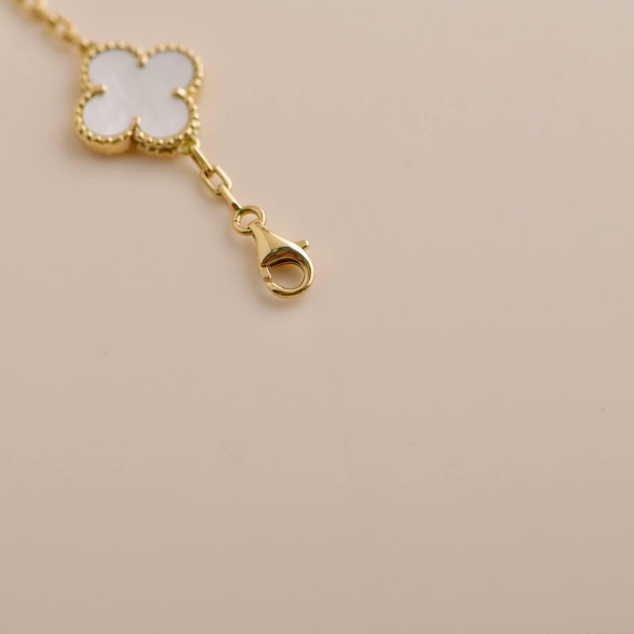 Van Cleef & Arpels Vintage Alhambra Mother of Pearl 18K Yellow Gold Bracelet 2
