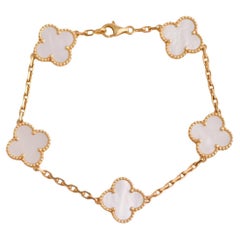 Van Cleef & Arpels Vintage Alhambra Mother of Pearl 18K Yellow Gold Bracelet