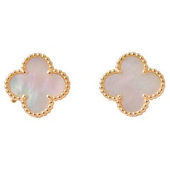 Van Cleef & Arpels Vintage Alhambra Mother of Pearl 18K Yellow Gold Earrings