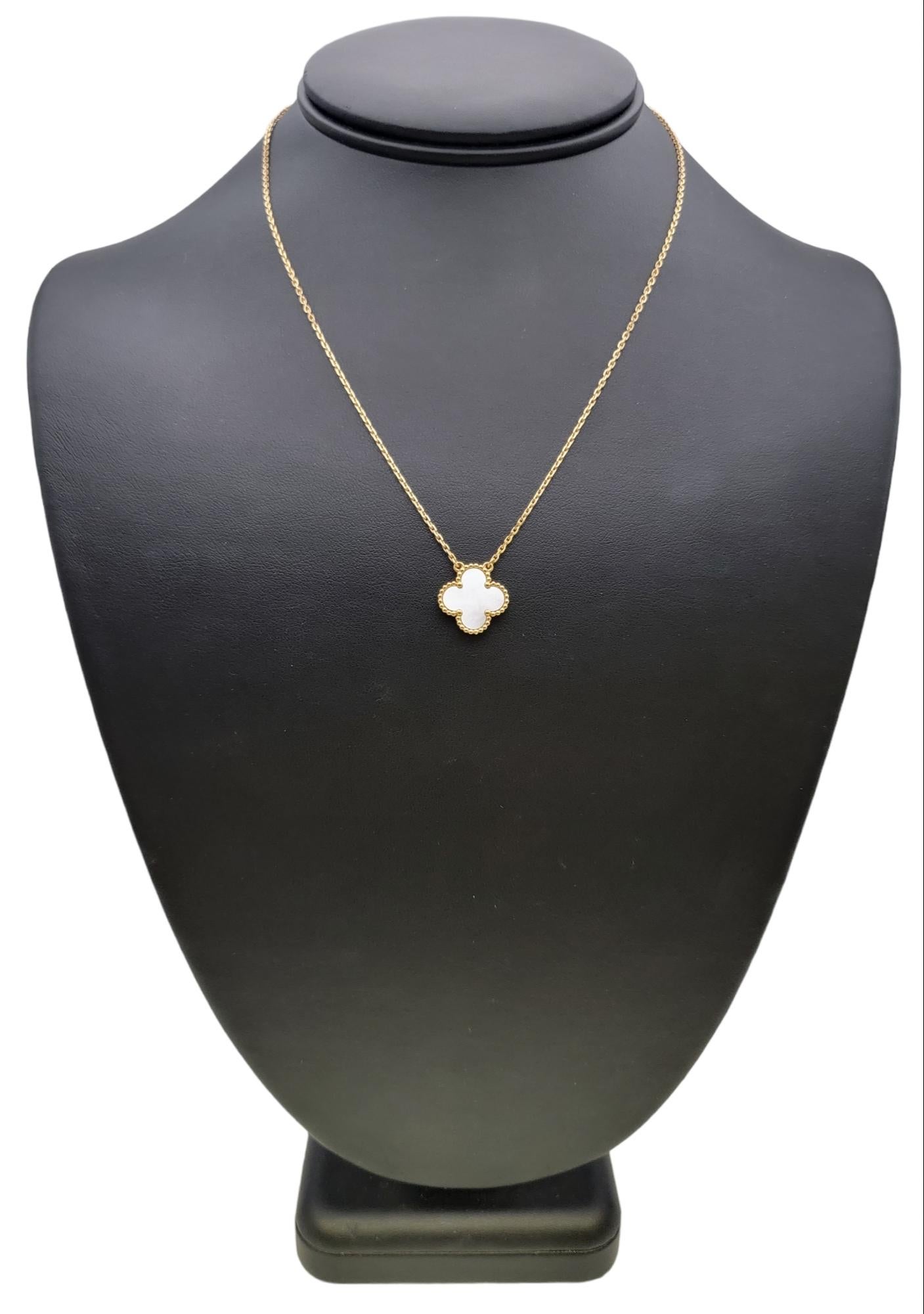 Van Cleef & Arpels Vintage Alhambra Mother of Pearl & 18K Yellow Gold Necklace 8
