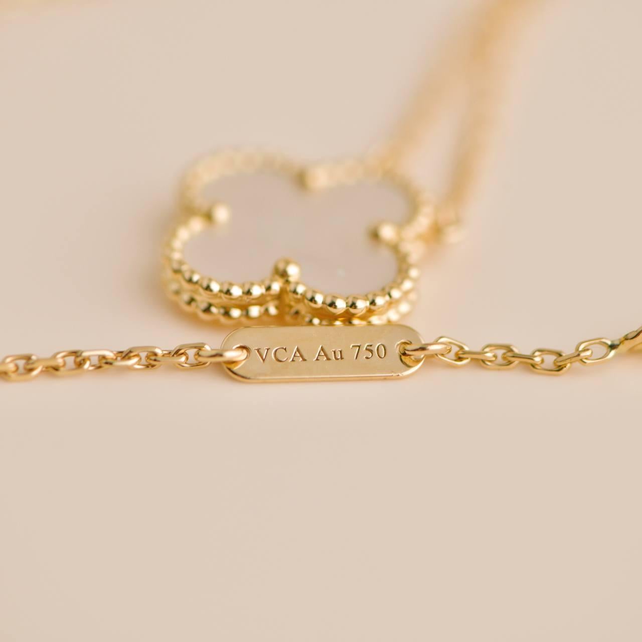 Van Cleef & Arpels Vintage Alhambra Mother of Pearl 18K Yellow Gold Necklace 1