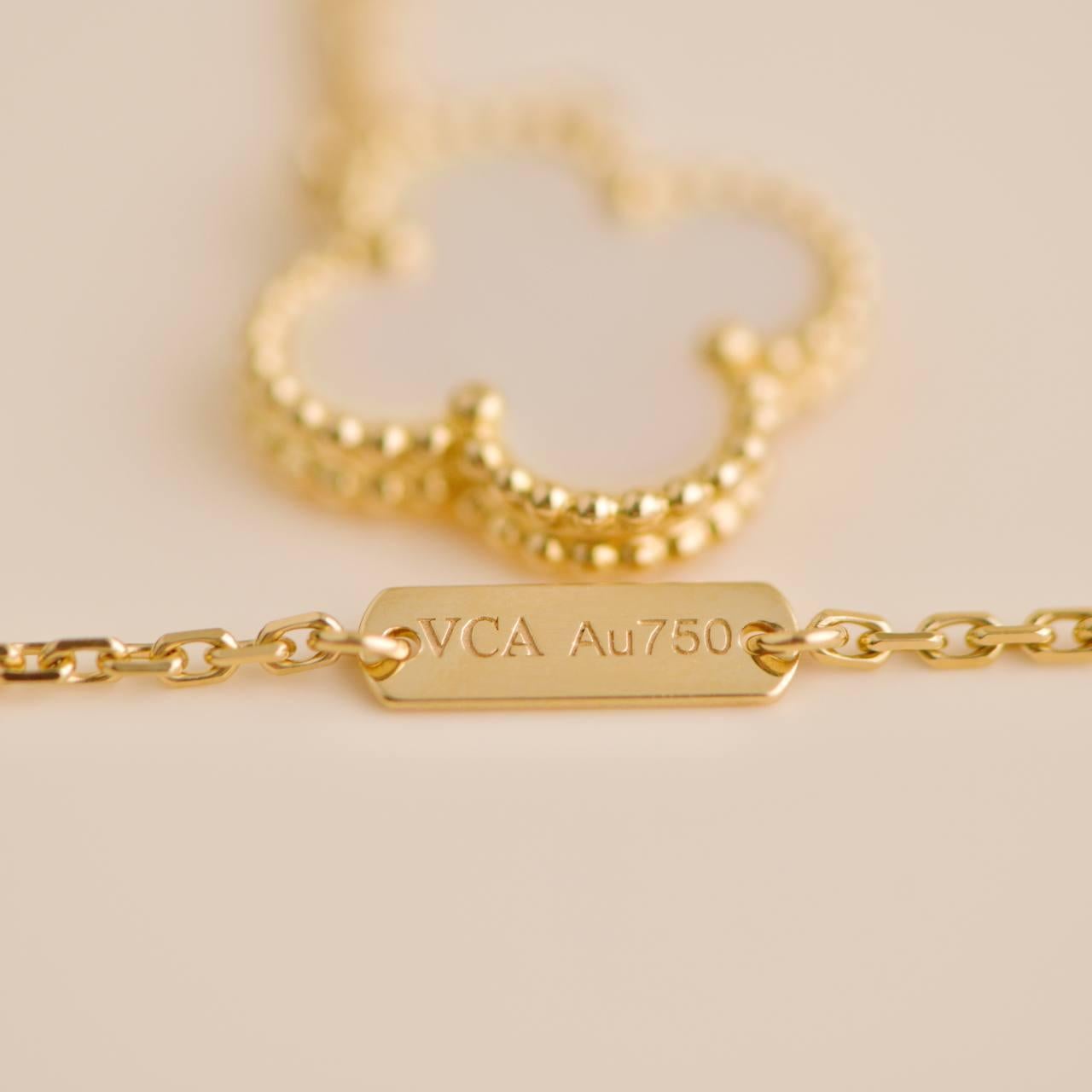 Van Cleef & Arpels Vintage Alhambra Mother of Pearl 18K Yellow Gold Necklace 1