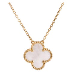 Van Cleef 
Arpels Vintage Alhambra Mother of Pearl 18K Yellow Gold Necklace