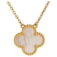 Van Cleef & Arpels Vintage Alhambra Mother of Pearl 18K Yellow Gold Necklace
