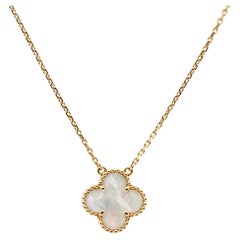 Van Cleef & Arpels Vintage Alhambra Mother of Pearl 18k Yellow Gold Necklace