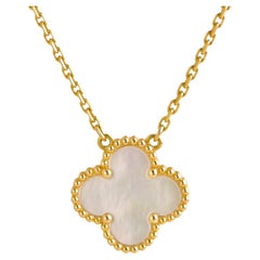 Van Cleef 
Arpels Vintage Alhambra Mother of Pearl 18k Yellow Gold Pendant