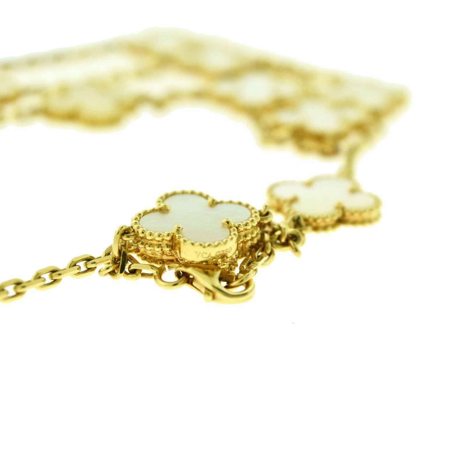 Women's or Men's Van Cleef & Arpels Vintage Alhambra Mother of Pearl 20 Motif 18k Gold Necklace