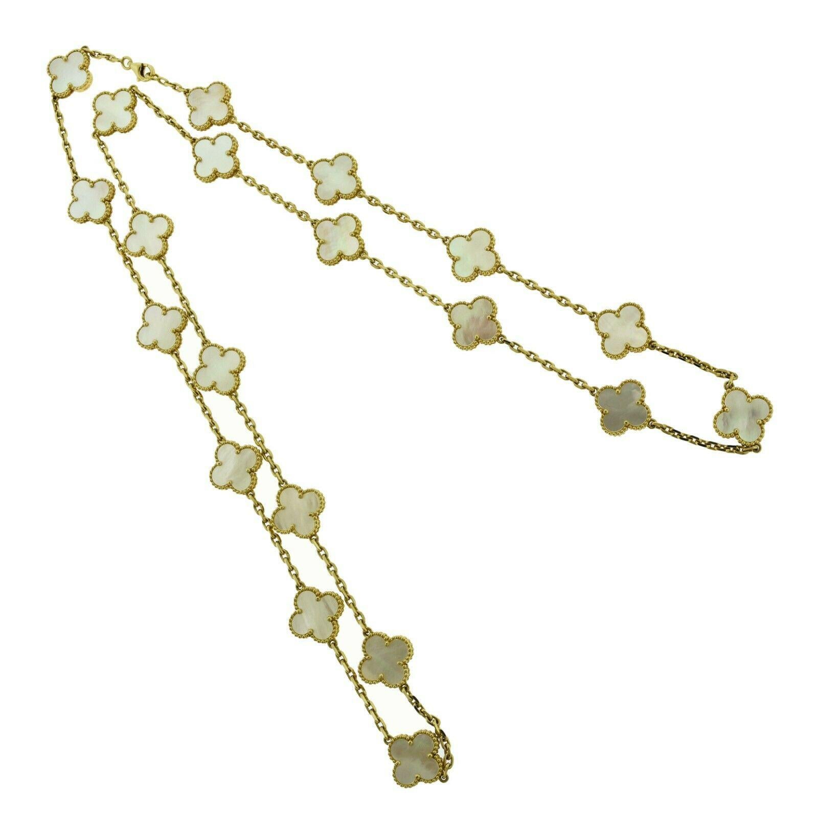 Van Cleef & Arpels Vintage Alhambra Mother of Pearl 20 Motif 18k Gold Necklace 2