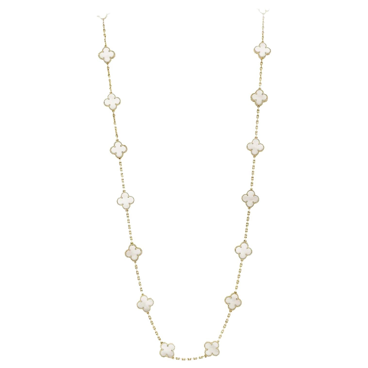 Van Cleef & Arpels Vintage Alhambra Mother of Pearl 20 Motif 18k Gold Necklace