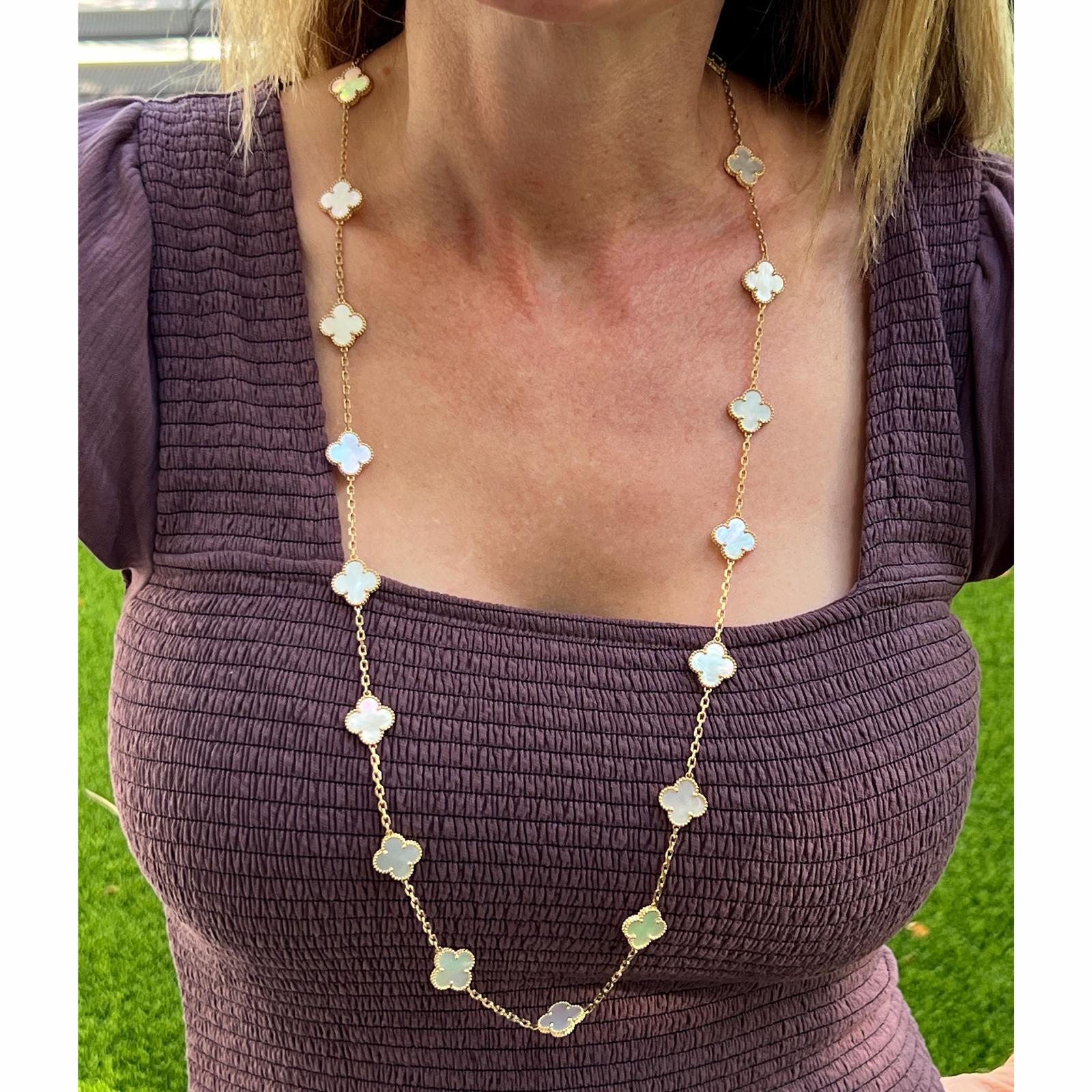 Women's Van Cleef & Arpels Vintage Alhambra Mother of Pearl 20 Motif 18KYG Necklace