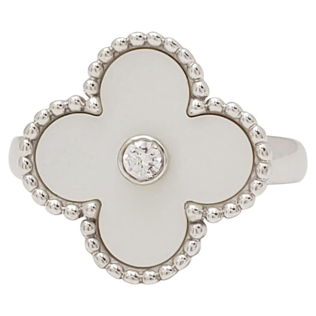 Van Cleef & Arpels 'Vintage Alhambra' Mother of Pearl and Diamond Ring