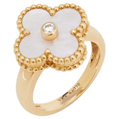 van cleef ring mother of pearl Van Cleef
Arpels Vintage Alhambra Mother of Pearl Diamond 18k Yellow Gold Ring