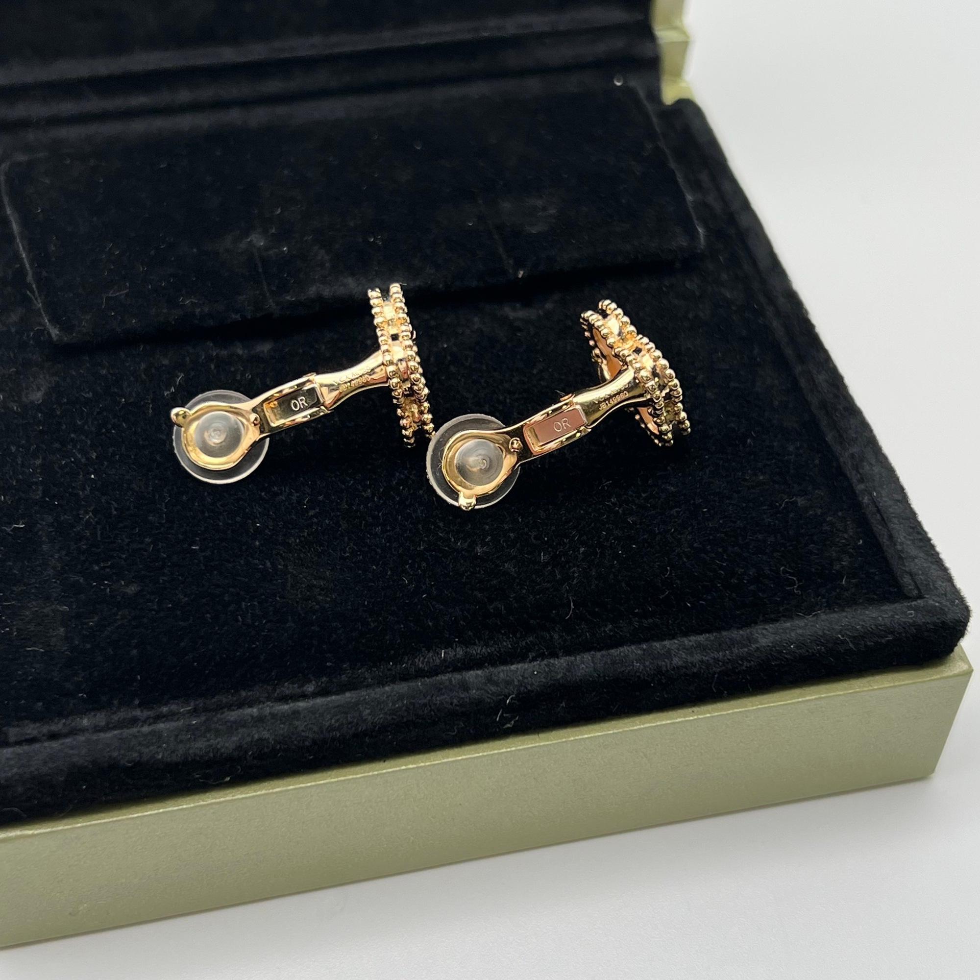 Van Cleef & Arpels Vintage Alhambra Mother of Pearl Earrings 18K Yellow Gold In Excellent Condition In New York, NY