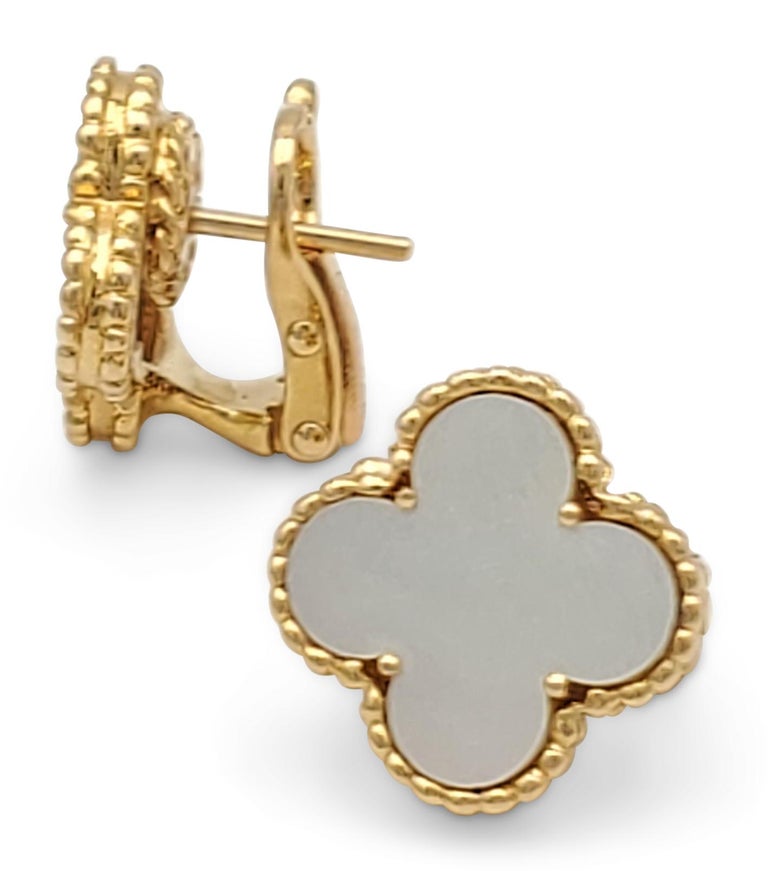 Van Cleef & Arpels Vintage Alhambra 1 Motif Mother of Pearls Earrings