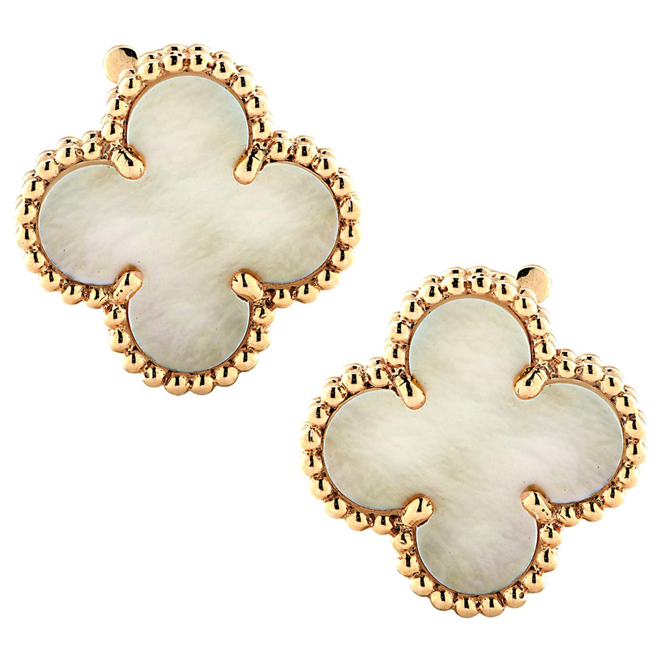 Van Cleef & Arpels Vintage Alhambra Mother of Pearl Earrings