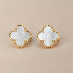 Van Cleef & Arpels Vintage Alhambra Mother of Pearl Gold Earrings
