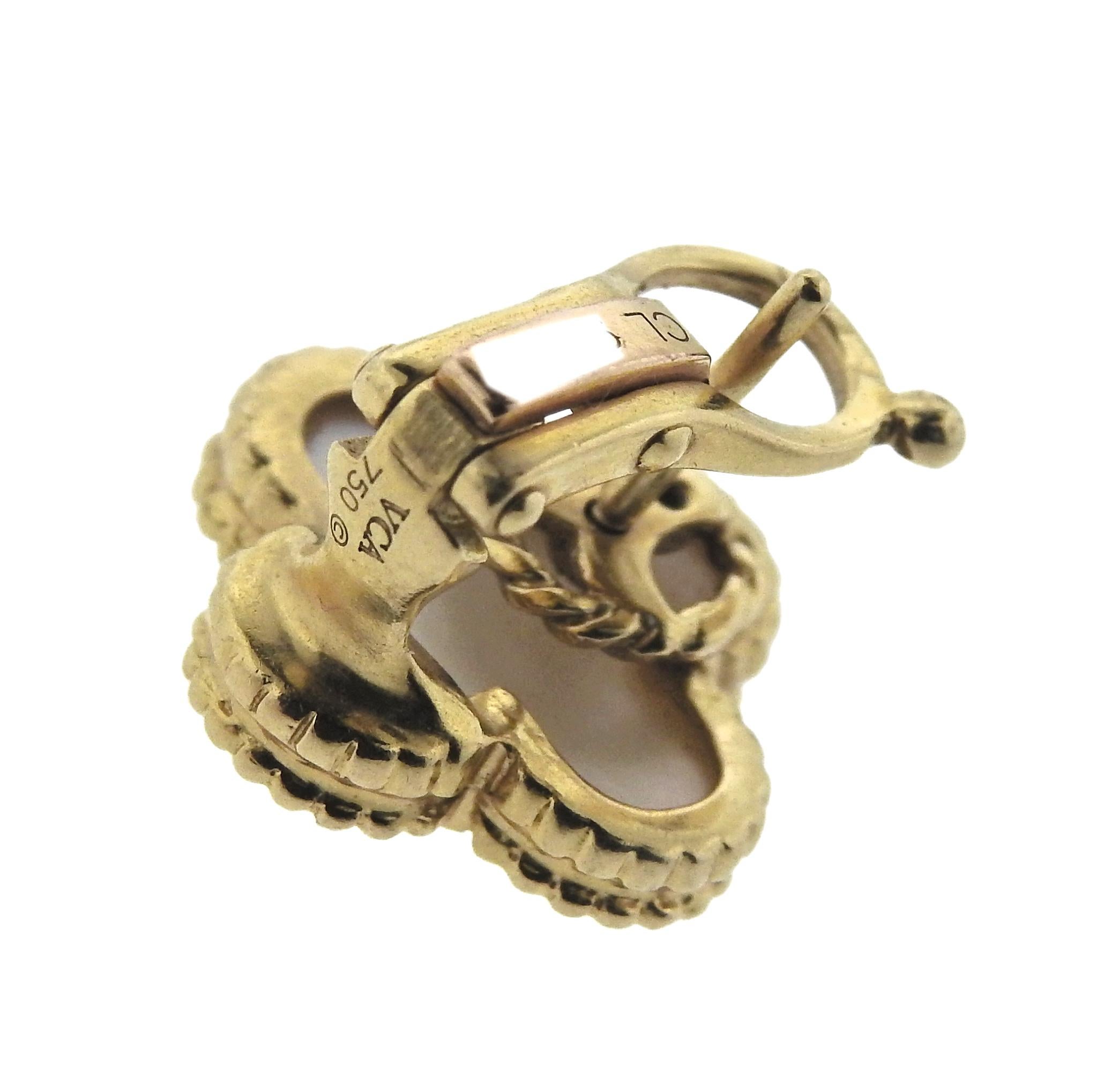 Women's Van Cleef & Arpels Vintage Alhambra Mother-of-Pearl Gold Earrings