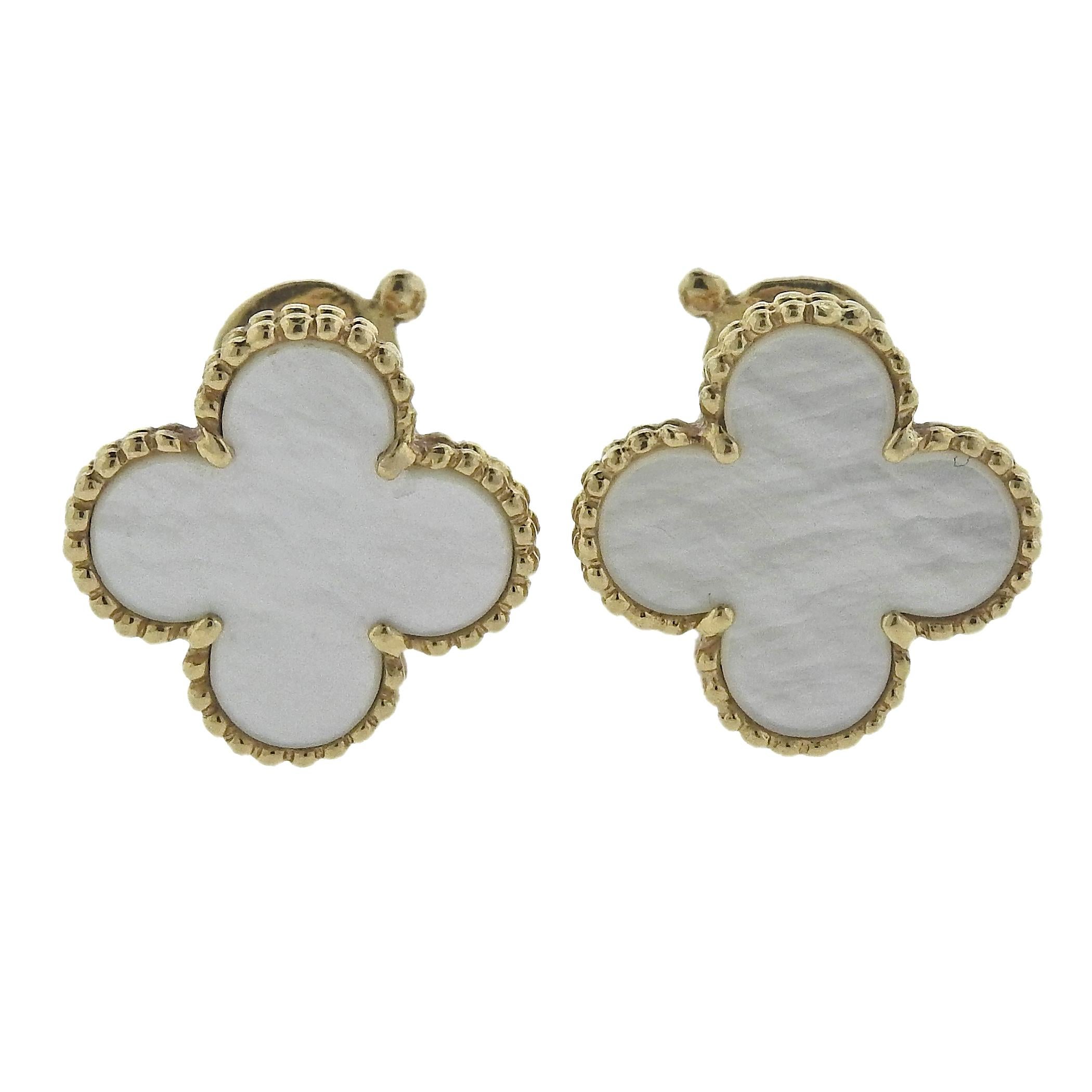 Van Cleef & Arpels Vintage Alhambra Mother-of-Pearl Gold Earrings