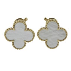 Van Cleef & Arpels Vintage Alhambra Mother-of-Pearl Gold Earrings